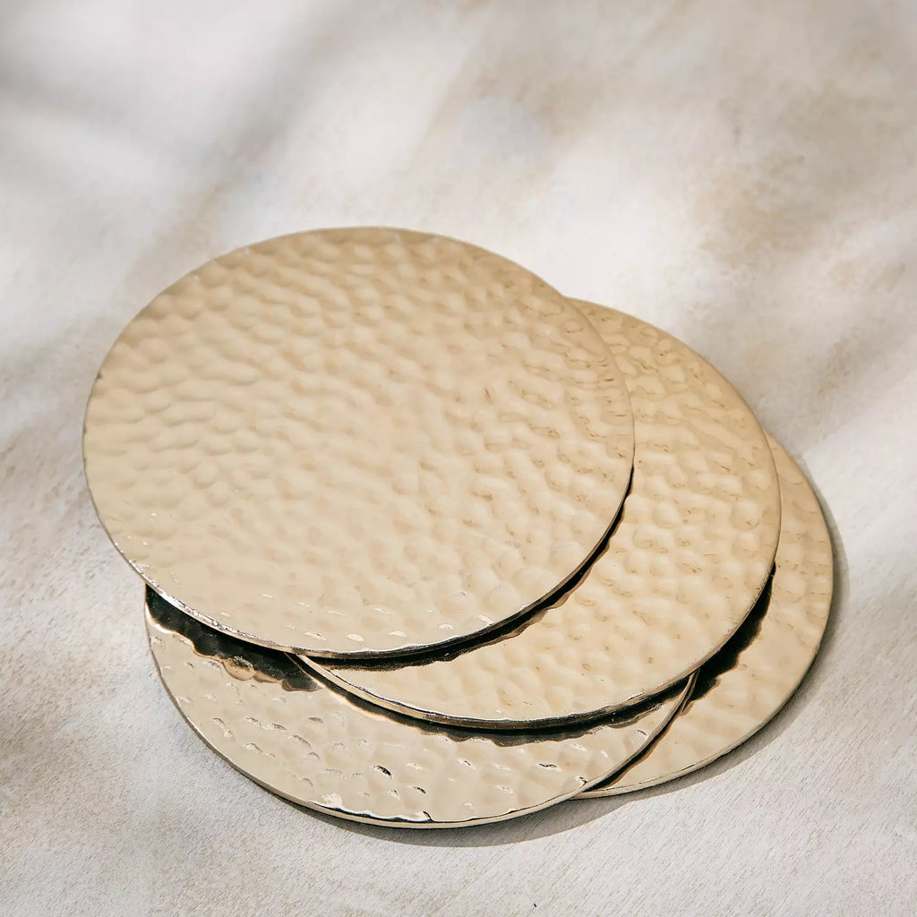 The Hammered Coasters Set of 4 in Gold