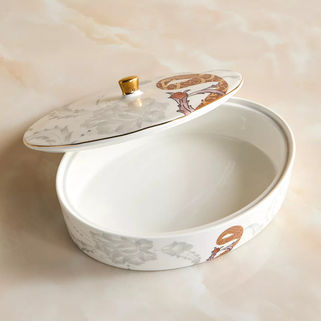 طبق الخط البيضاوي المغطى 21 سم