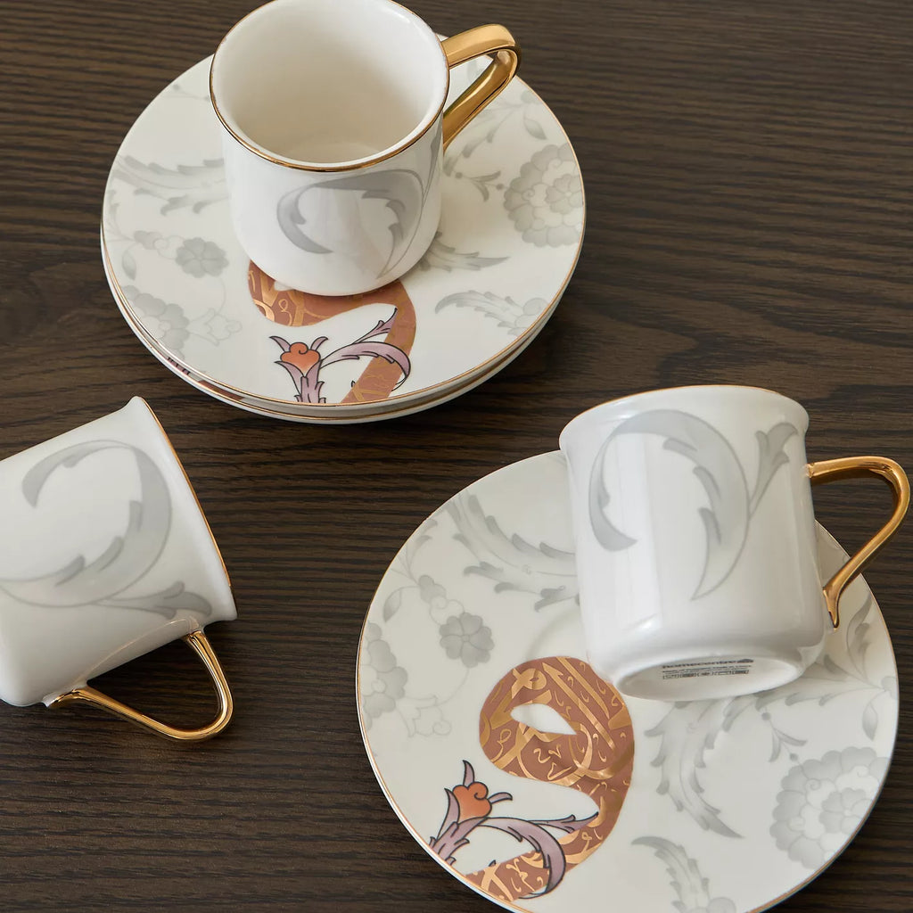 The Calligraphy Espresso Cups & Plates Set of 6