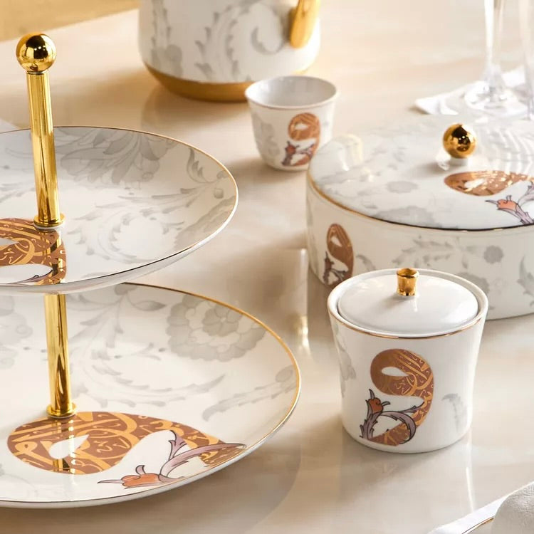 وعاء السكر الخزفي الخطي