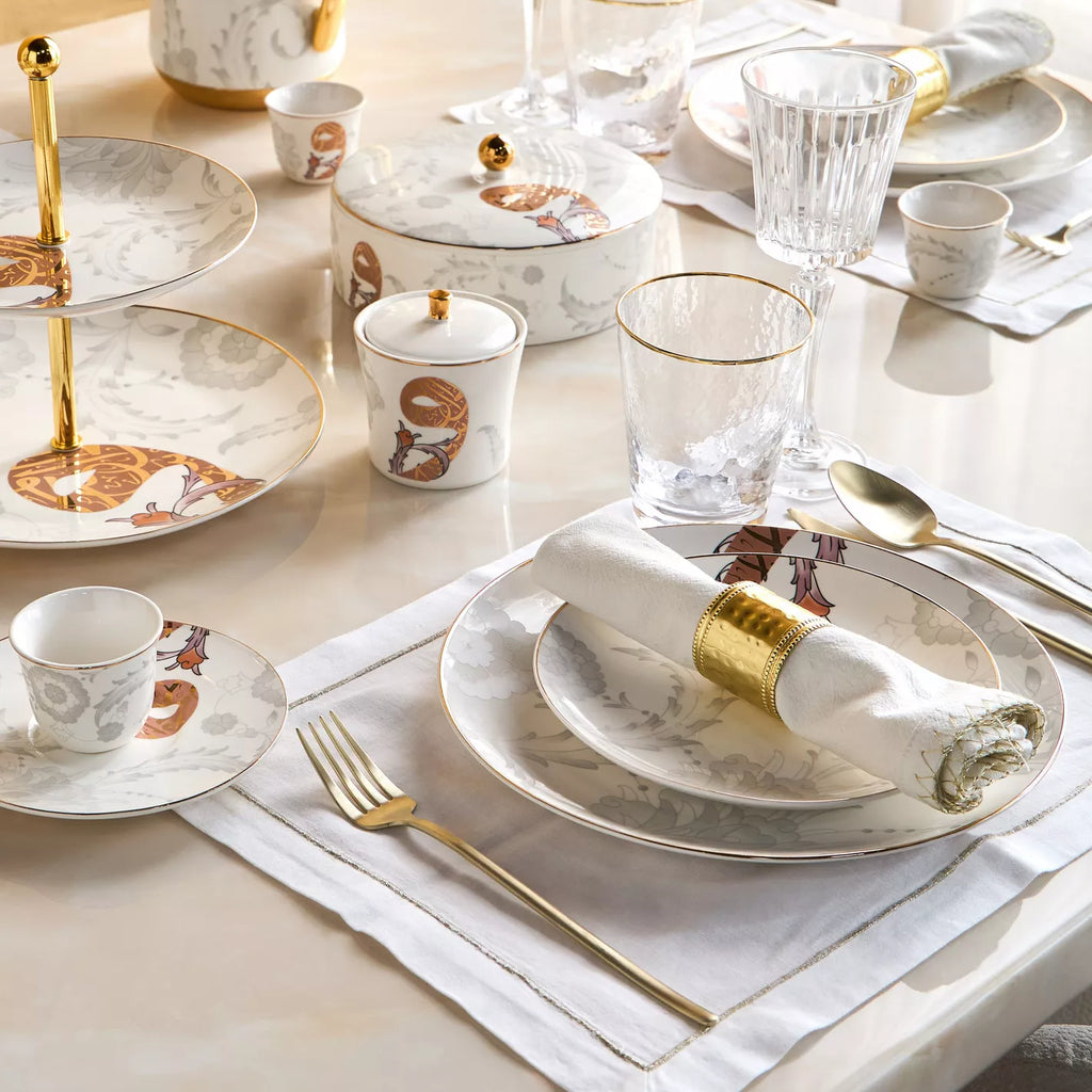 مجموعة أطباق عشاء الخط العربي مقاس 25 سم، مكونة من 4 قطع