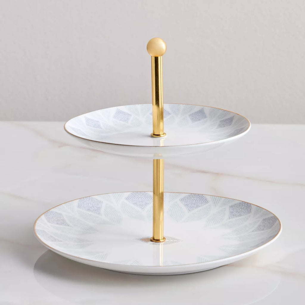 حامل تقديم لوتس ذو طبقتين 25 سم