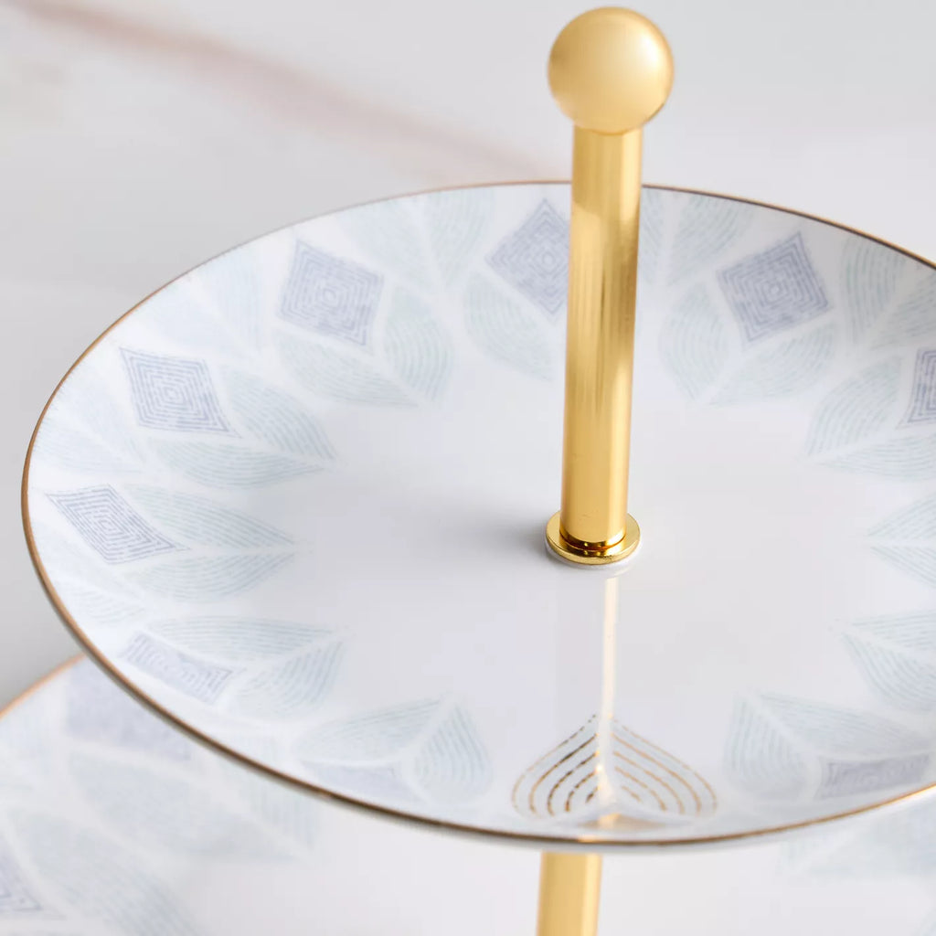 حامل تقديم لوتس ذو طبقتين 25 سم