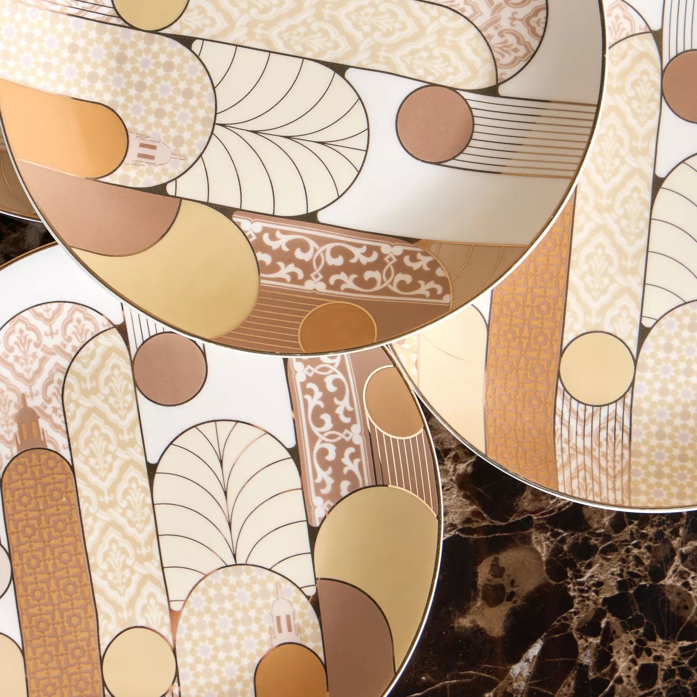 مجموعة أطباق عشاء المآذن مقاس 25 سم، مكونة من 4 قطع