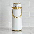 The Pump Vacuum Flask, 1.9L, White & Gold