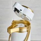 The Pump Vacuum Flask, 1.9L, White & Gold