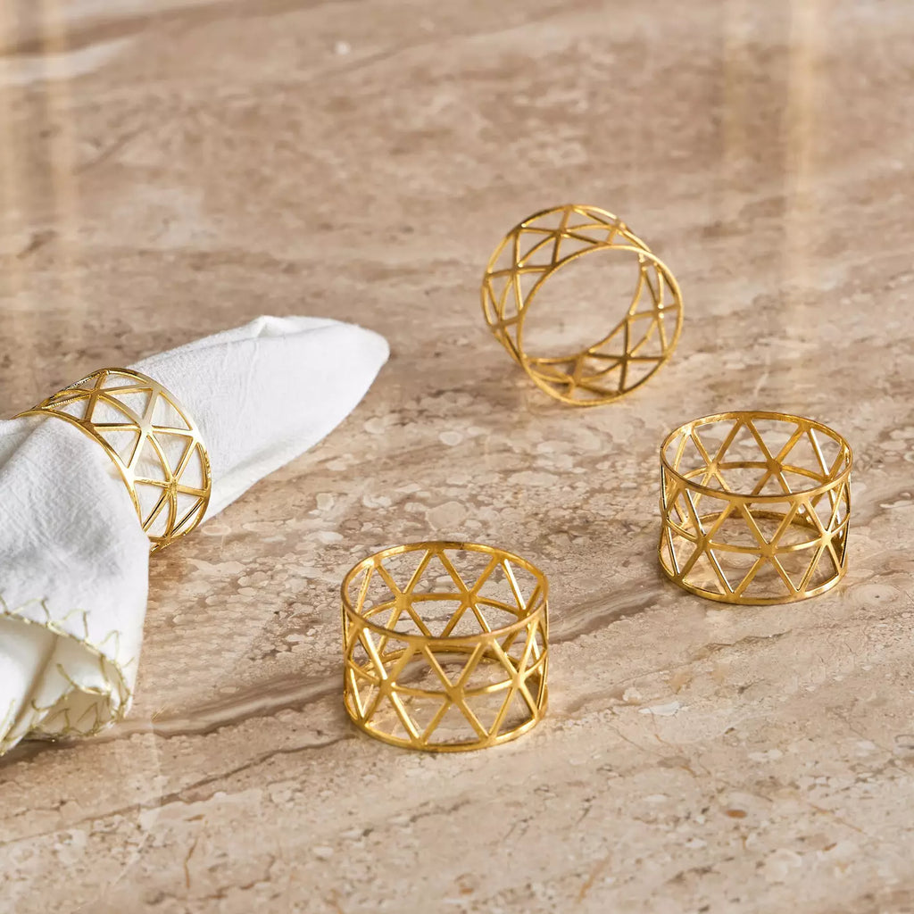 The Geo Gold Napkin Rings Set of 4