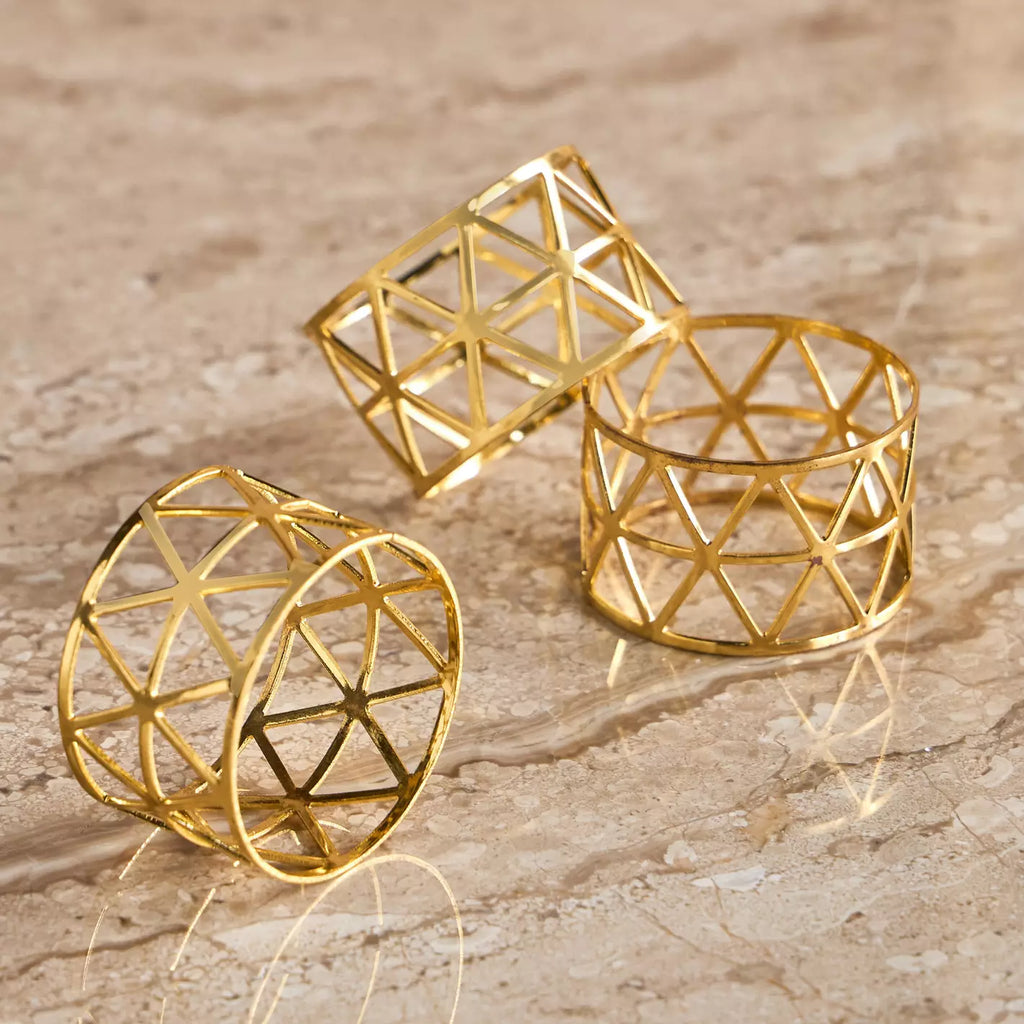 The Geo Gold Napkin Rings Set of 4