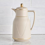The Valley Vacuum Flask, 1L, Beige & Gold