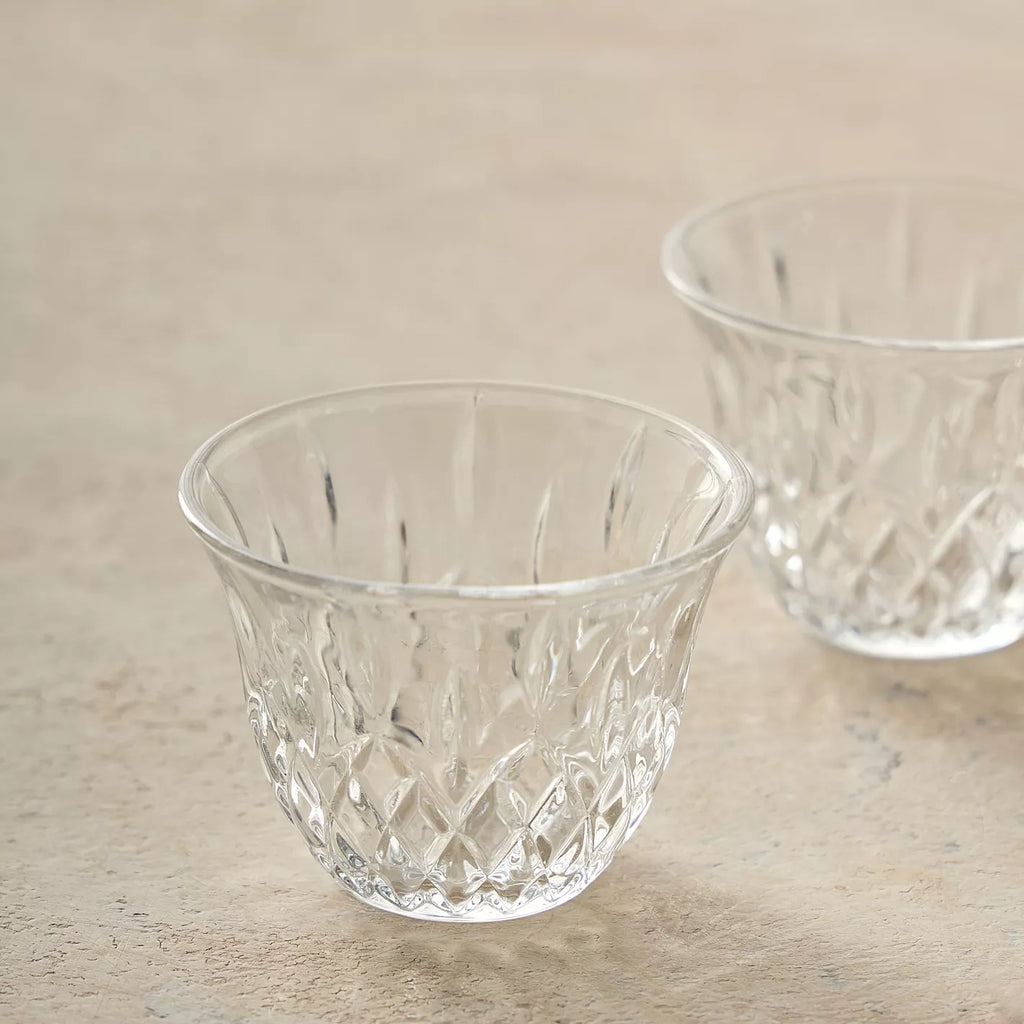 طقم فناجين قهوة عربية من زجاج كريستالين، 6 قطع