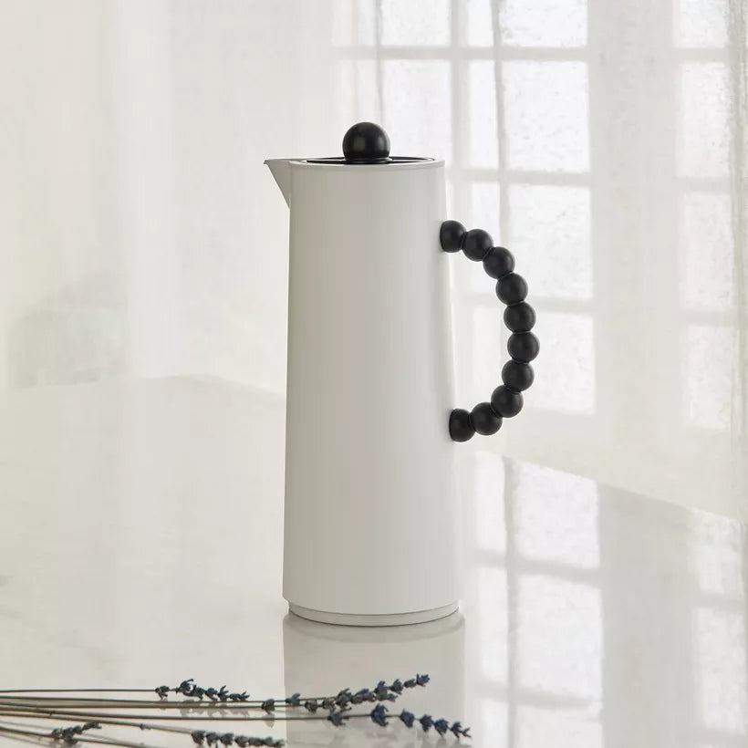 قارورة مفرغة من الهواء من ذا بيدز، سعة 1 لتر، مصنوعة من البلاستيك والزجاج، باللونين الأبيض والأسود