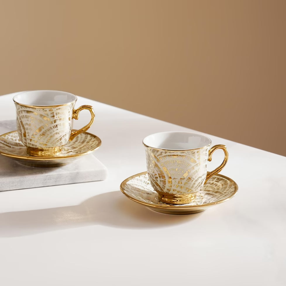 مجموعة أكواب وأطباق الإسبريسو الباروكية من 6 قطع