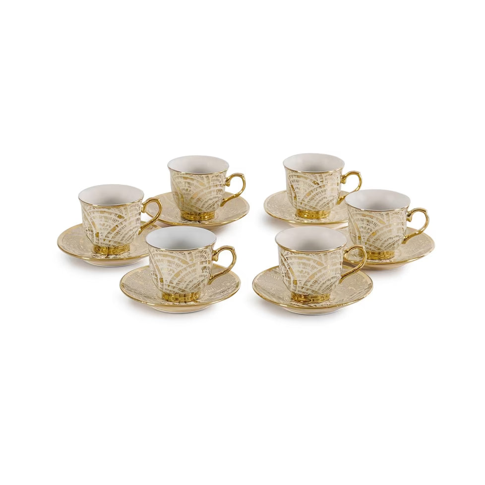 مجموعة أكواب وأطباق الإسبريسو الباروكية من 6 قطع