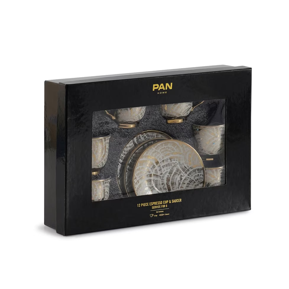 مجموعة أكواب وأطباق الإسبريسو الباروكية من 6 قطع