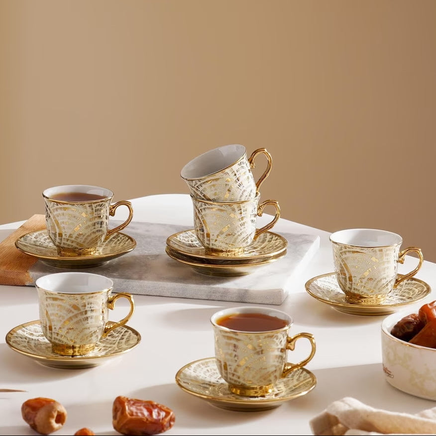مجموعة أكواب وأطباق الإسبريسو الباروكية من 6 قطع