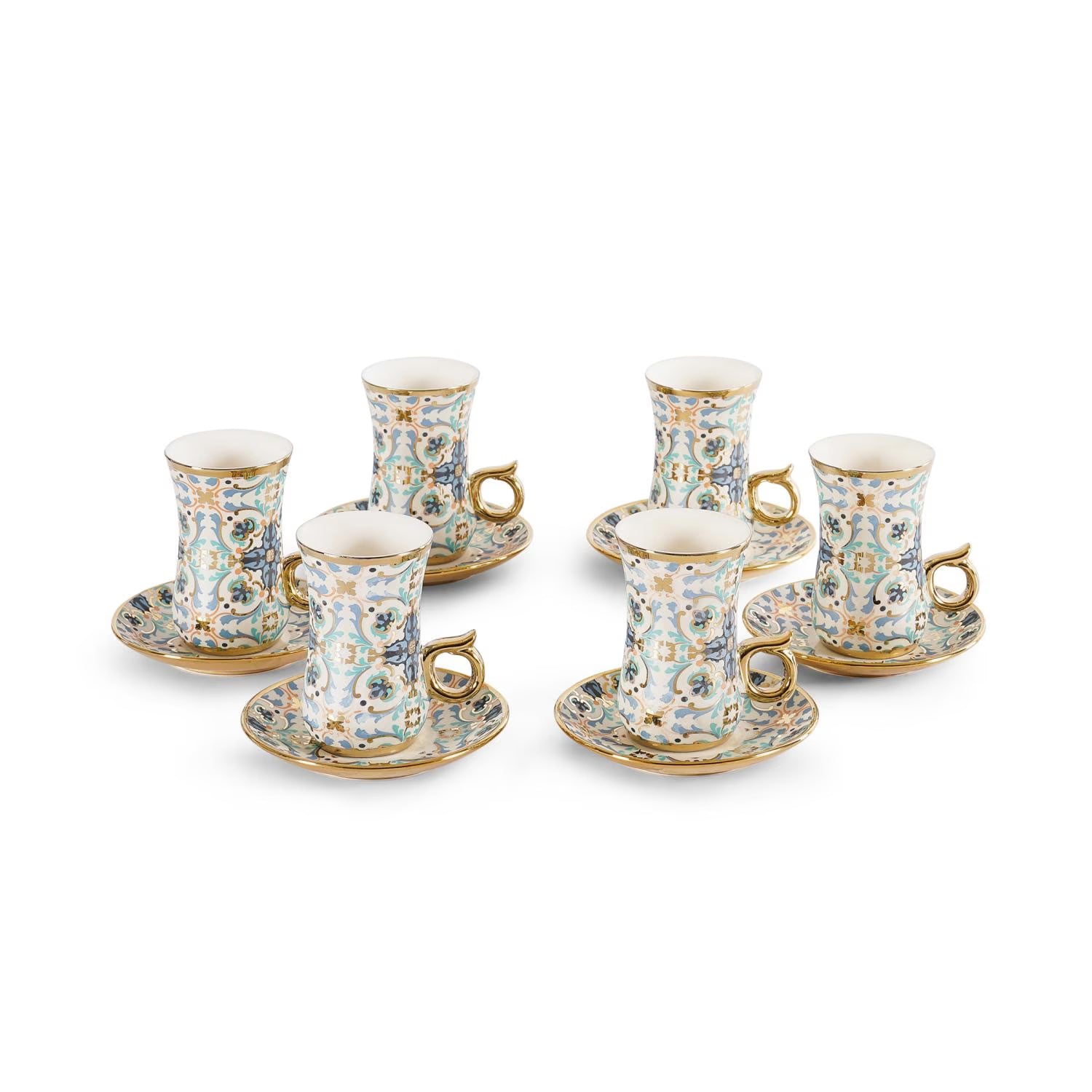 مجموعة أكواب وأطباق الإسبريسو الباروكية من 6 قطع