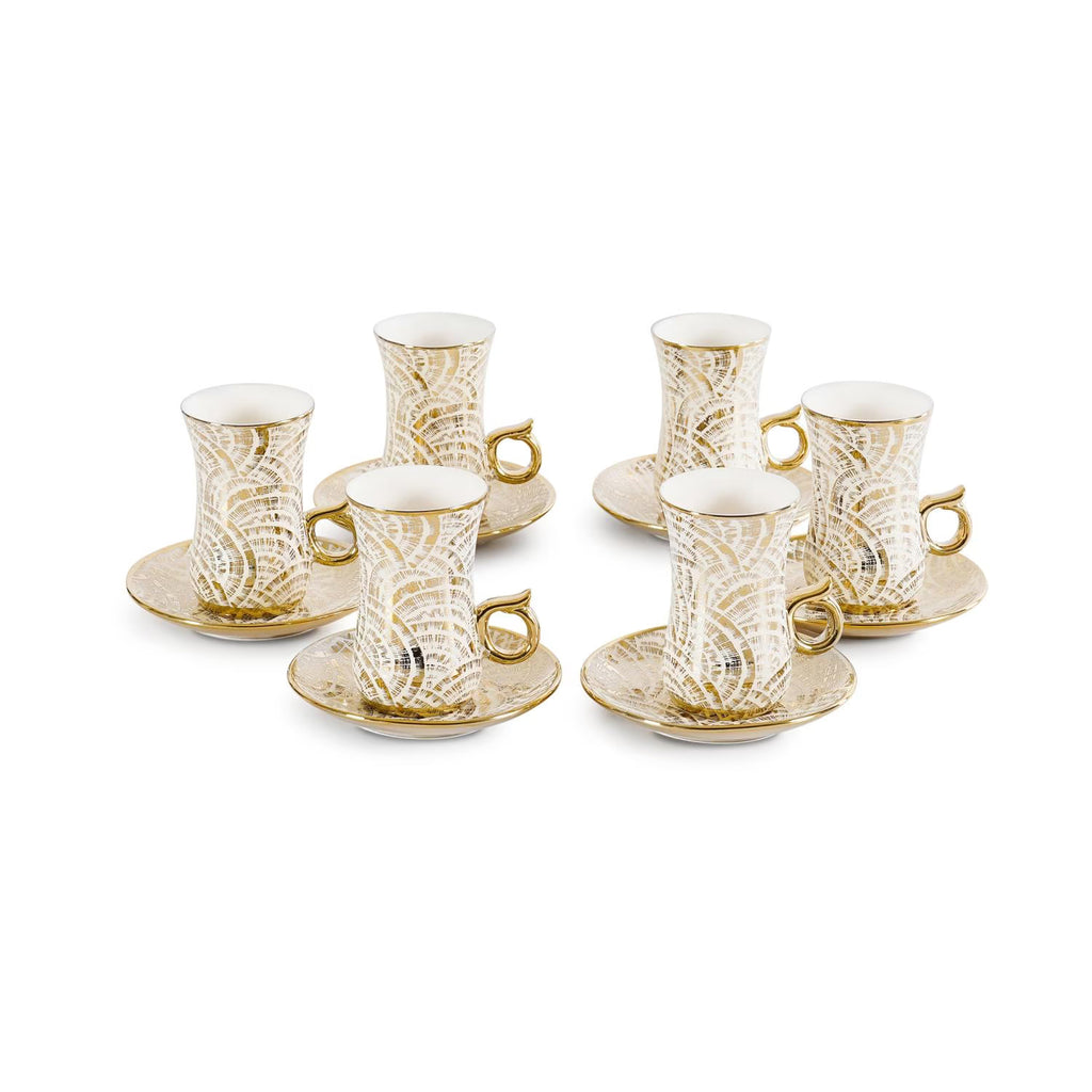 مجموعة أكواب وأطباق الإسبريسو الباروكية من 6 قطع