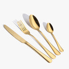 مجموعة أدوات المائدة المنحنية المكونة من 24 قطعة باللون الذهبي