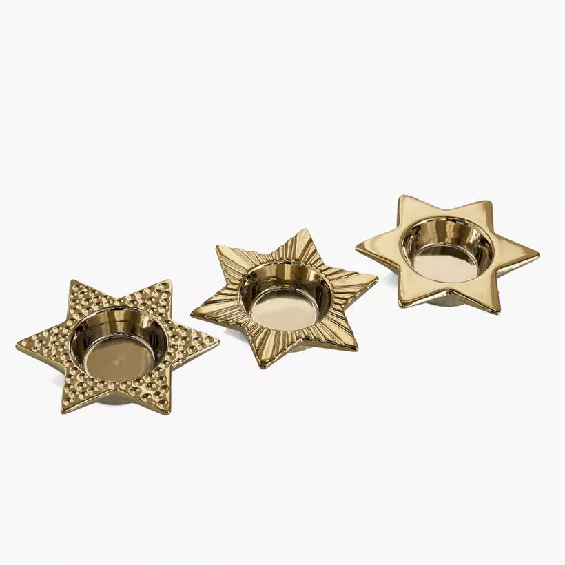 مجموعة النجمة من 3 حاملات شموع سيراميك