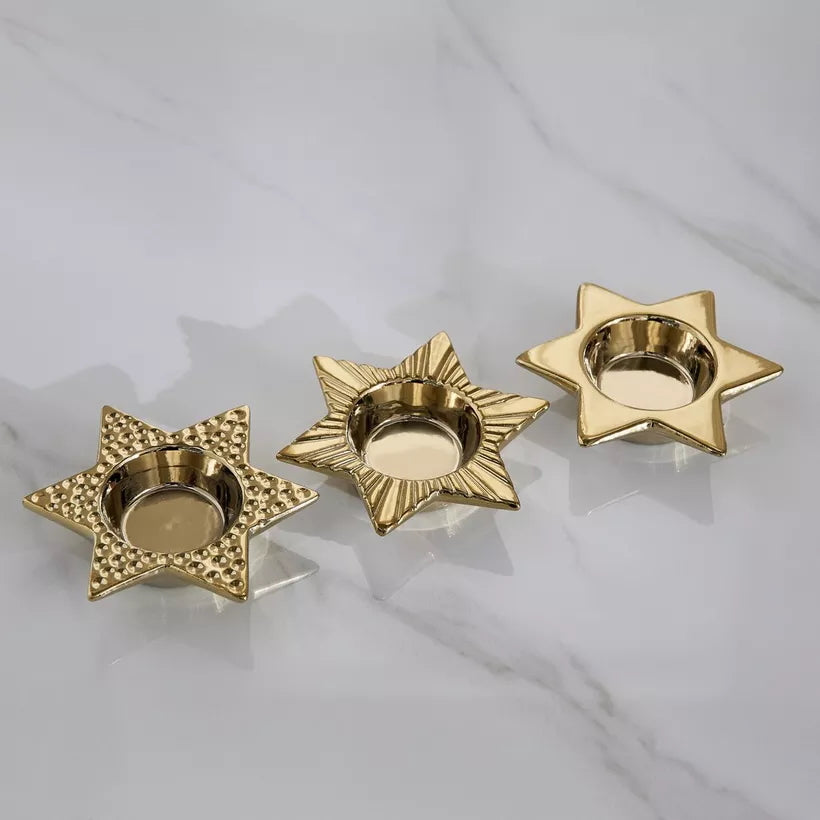 مجموعة النجمة من 3 حاملات شموع سيراميك