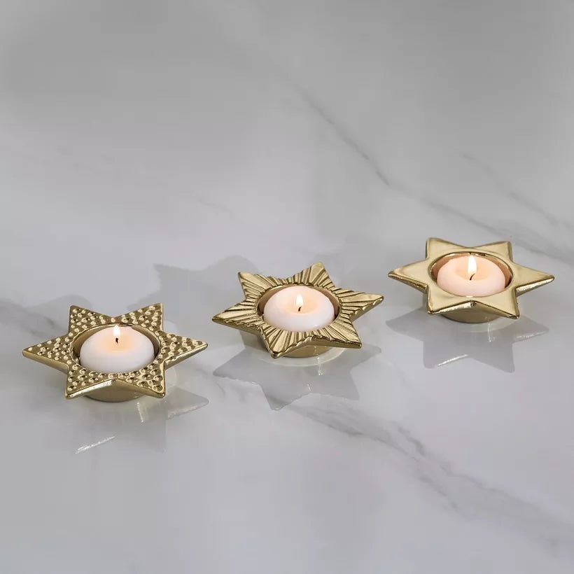 مجموعة النجمة من 3 حاملات شموع سيراميك