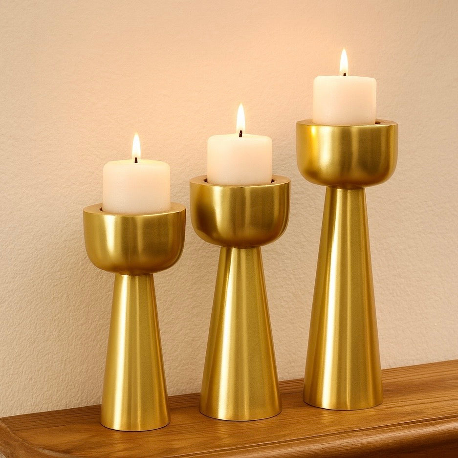 مجموعة الشب المكونة من 3 حاملات شموع