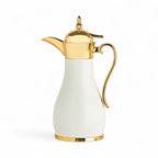 The Blanca Vacuum Arabic Coffee Dallah, 1 L, Stainless and Glass, White & Gold