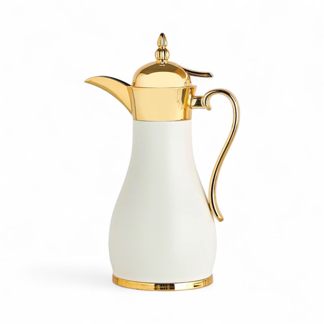 The Blanca Vacuum Arabic Coffee Dallah, 1 L, Stainless and Glass, White & Gold