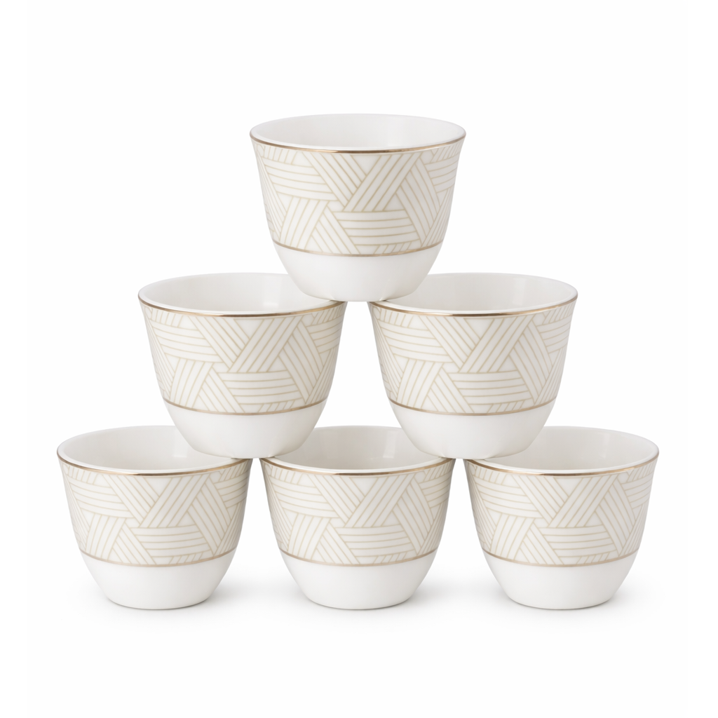 The Arabesque Porcelain Arabic Coffee Cups Set of 6