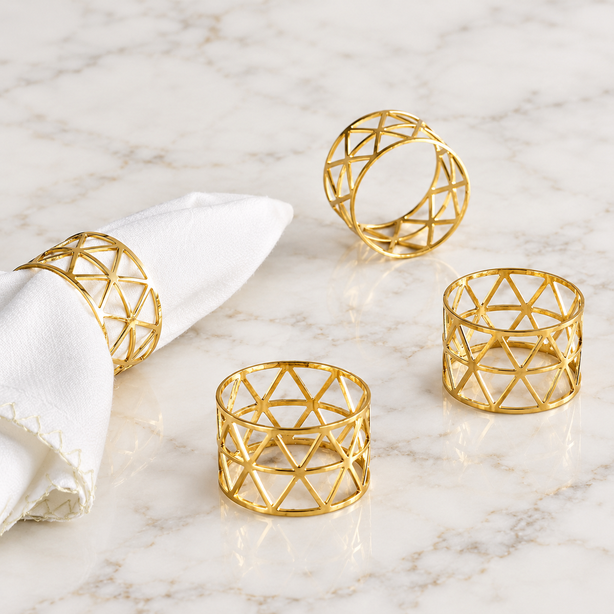 The Geo Gold Napkin Rings Set of 4