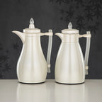 The Pearla Vacuum Arabic Coffee Dallah & Tea Flask Set, 1 L, Stainless and Glass, Ivory