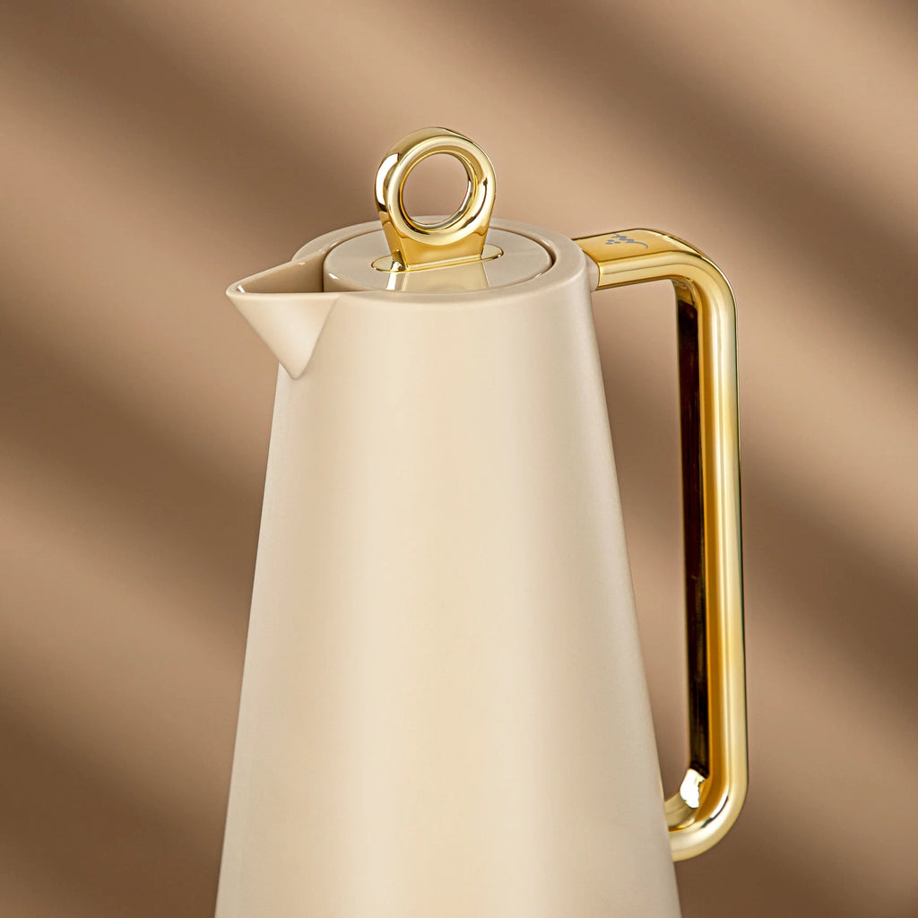 The Chic Vacuum Flask Set, 1L, Beige & Gold