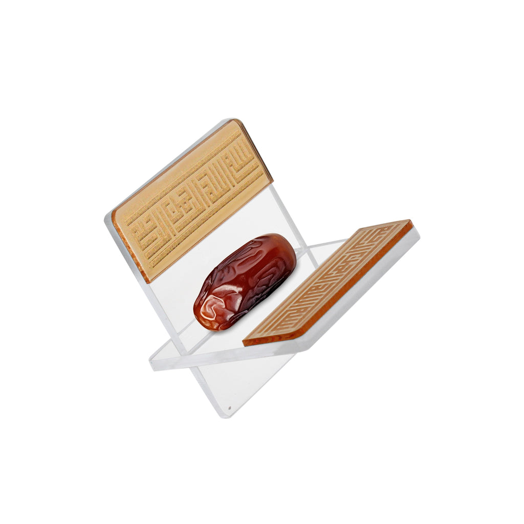 حامل التمر الأكريليكي باللون الذهبي