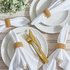 مجموعة من 4 حلقات منديل ذهبية مرصعة بالخرز