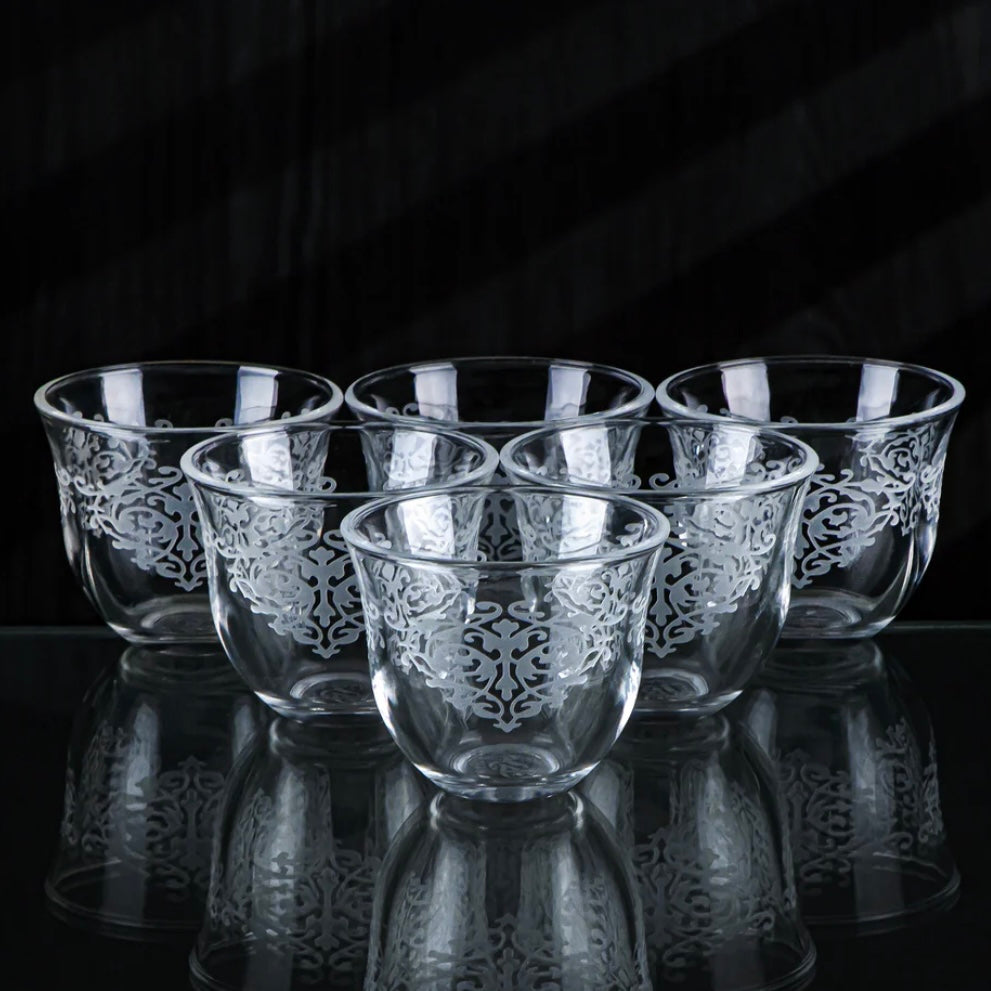 The Baroque Glass Arabic Coffee Cups Set of 6