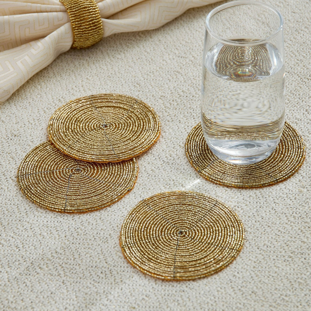 The Beaded Gold Coasters Set of 4