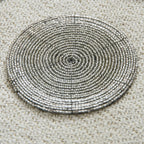 مجموعة من 4 قواعد أكواب فضية مرصعة بالخرز