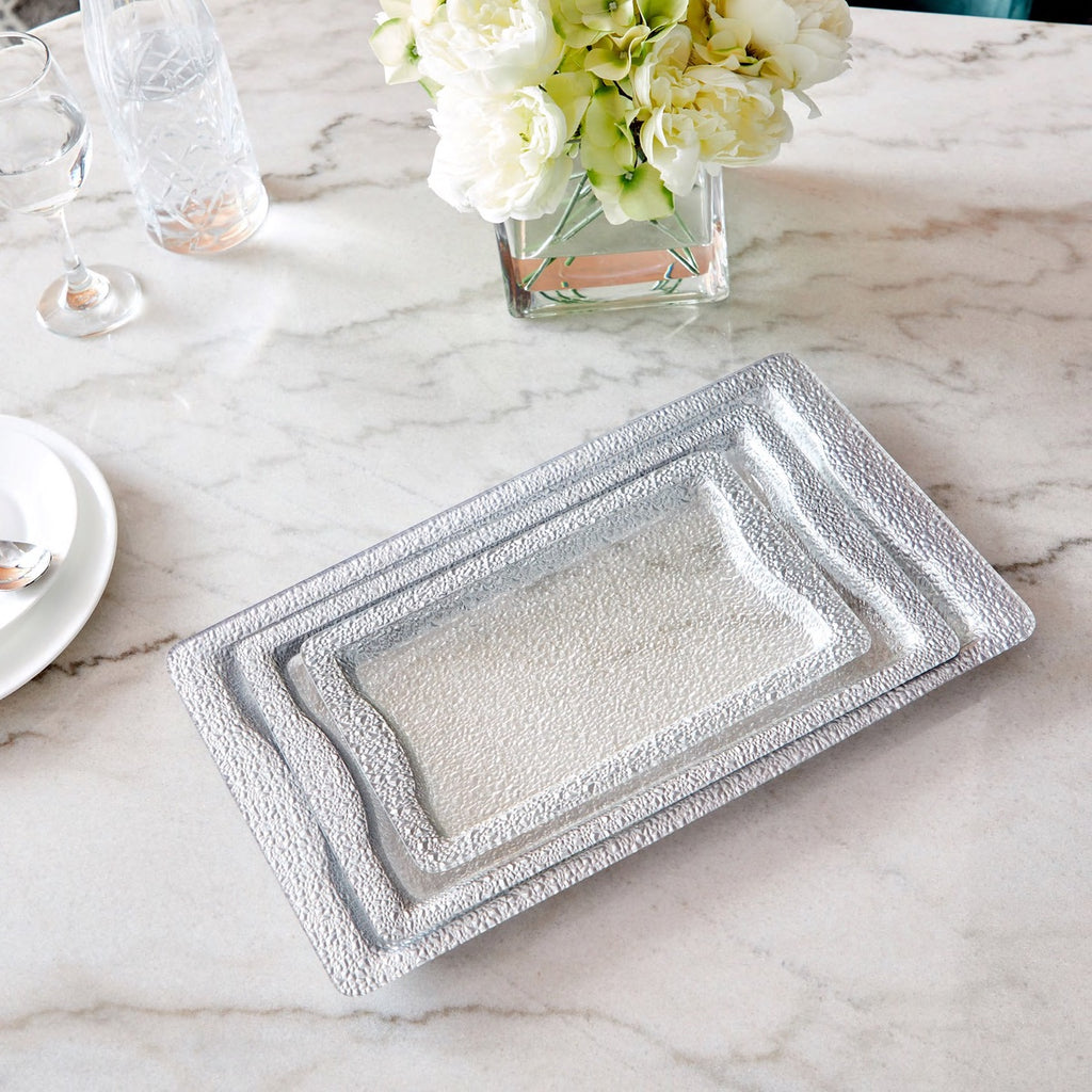 The Opal Acrylic Set of 3 Trays in Silver