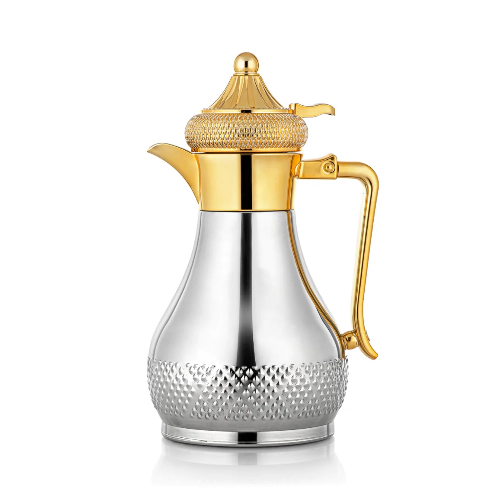 The Regal Vacuum Arabic Coffee Dallah & Tea Flask Set, 1 L, Stainless, Silver & Gold