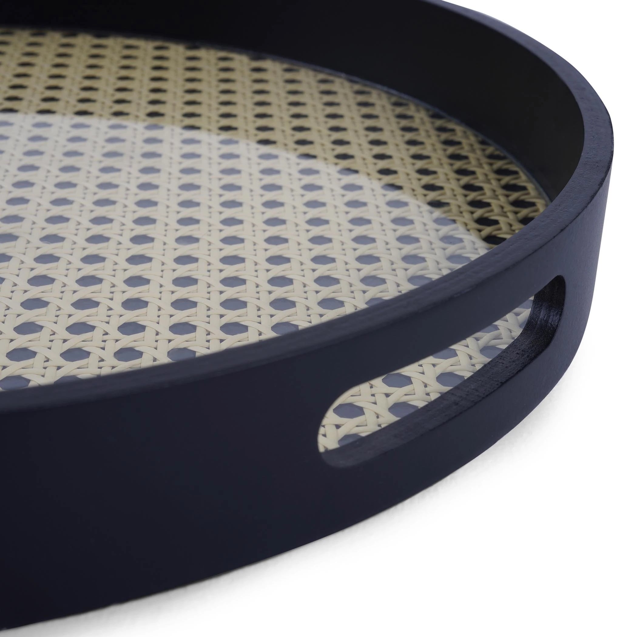 صينية الروطان باللونين الأسود والبيج 40 سم