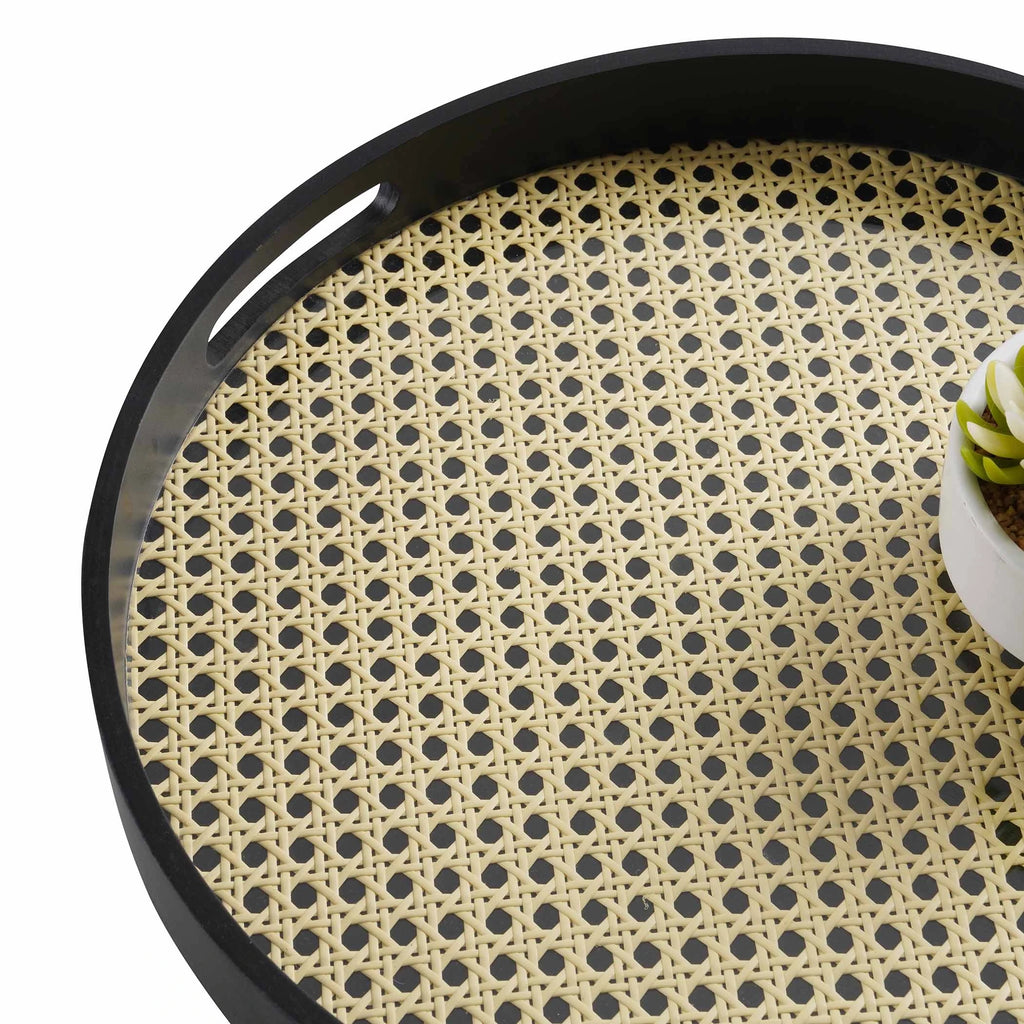 صينية الروطان باللونين الأسود والبيج 40 سم