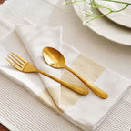 مجموعة أدوات المائدة للحلوى المطروقة من 12 قطعة باللون الذهبي