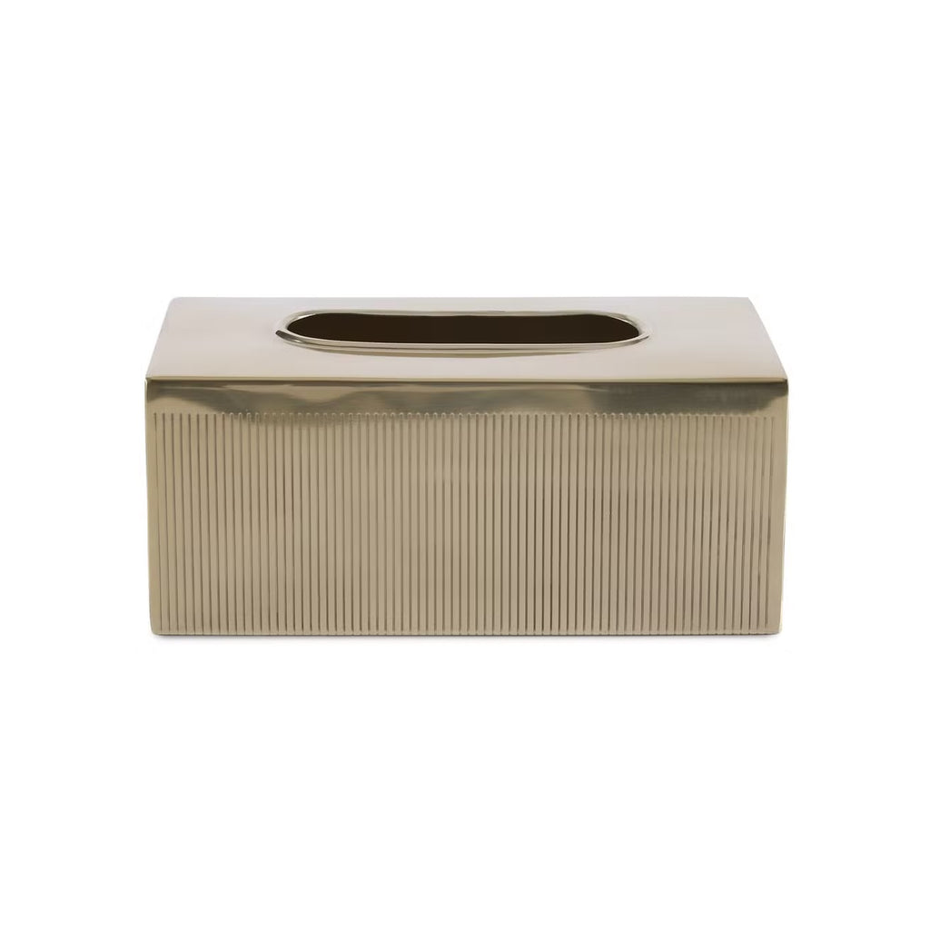 علبة مناديل مستطيلة من ميتاليكو باللون الذهبي