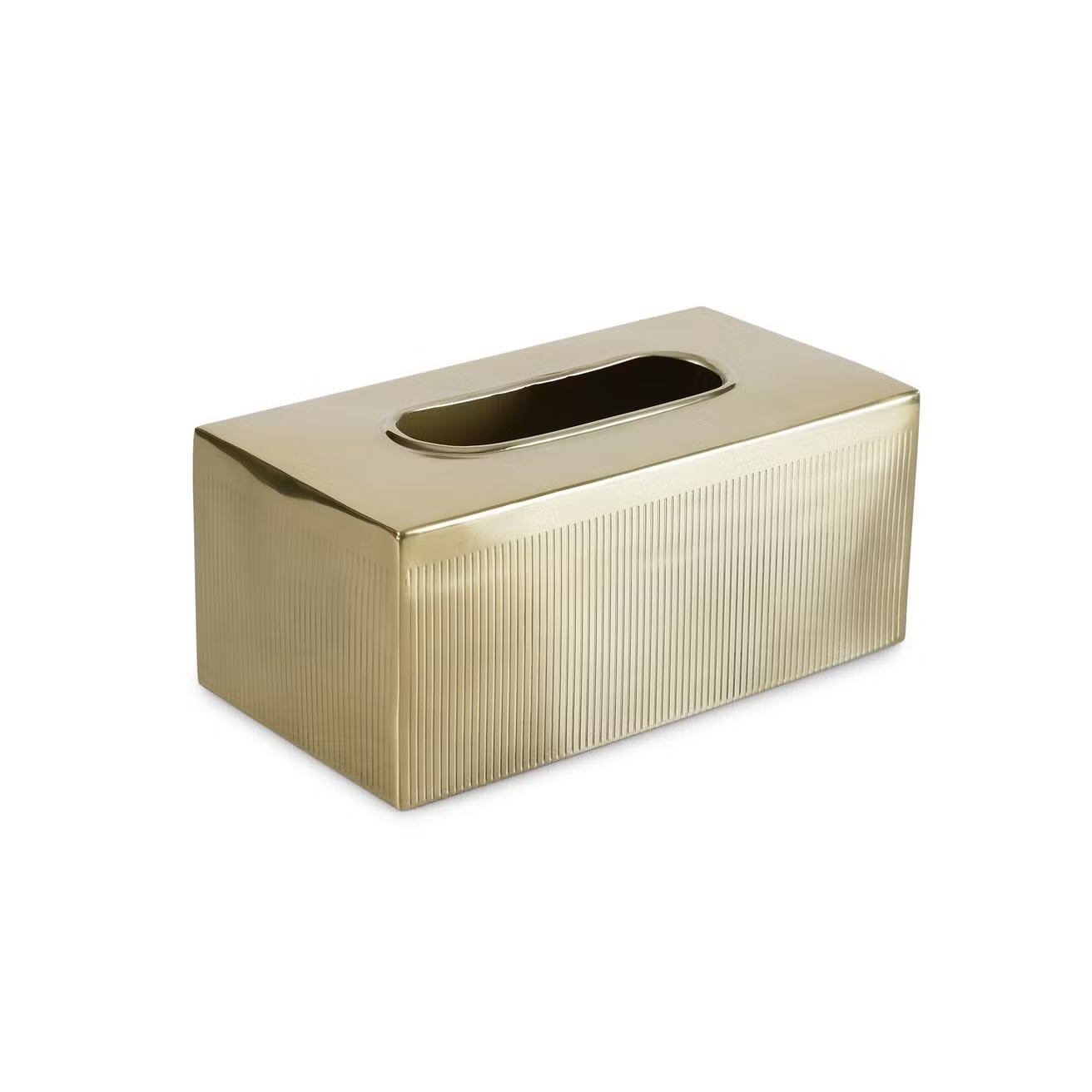 علبة مناديل مستطيلة من ميتاليكو باللون الذهبي