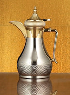 دلة قهوة عربية ريجال فاكيوم، 1 لتر، ستانلس ستيل، فضي وذهبي