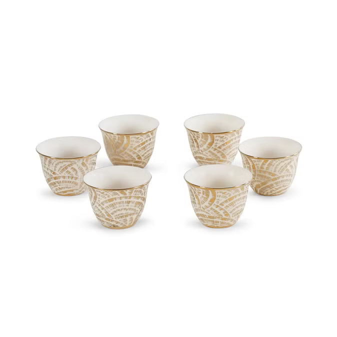 طقم فناجين قهوة عربية بورسلين من أورا، 6 قطع