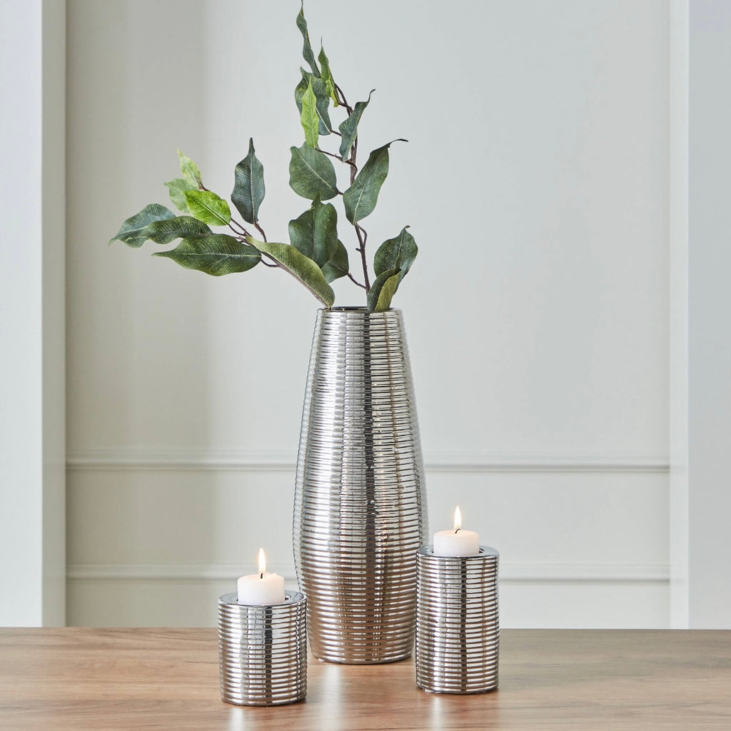 مجموعة سيلفا من مزهرية سيراميك وحاملي شمع