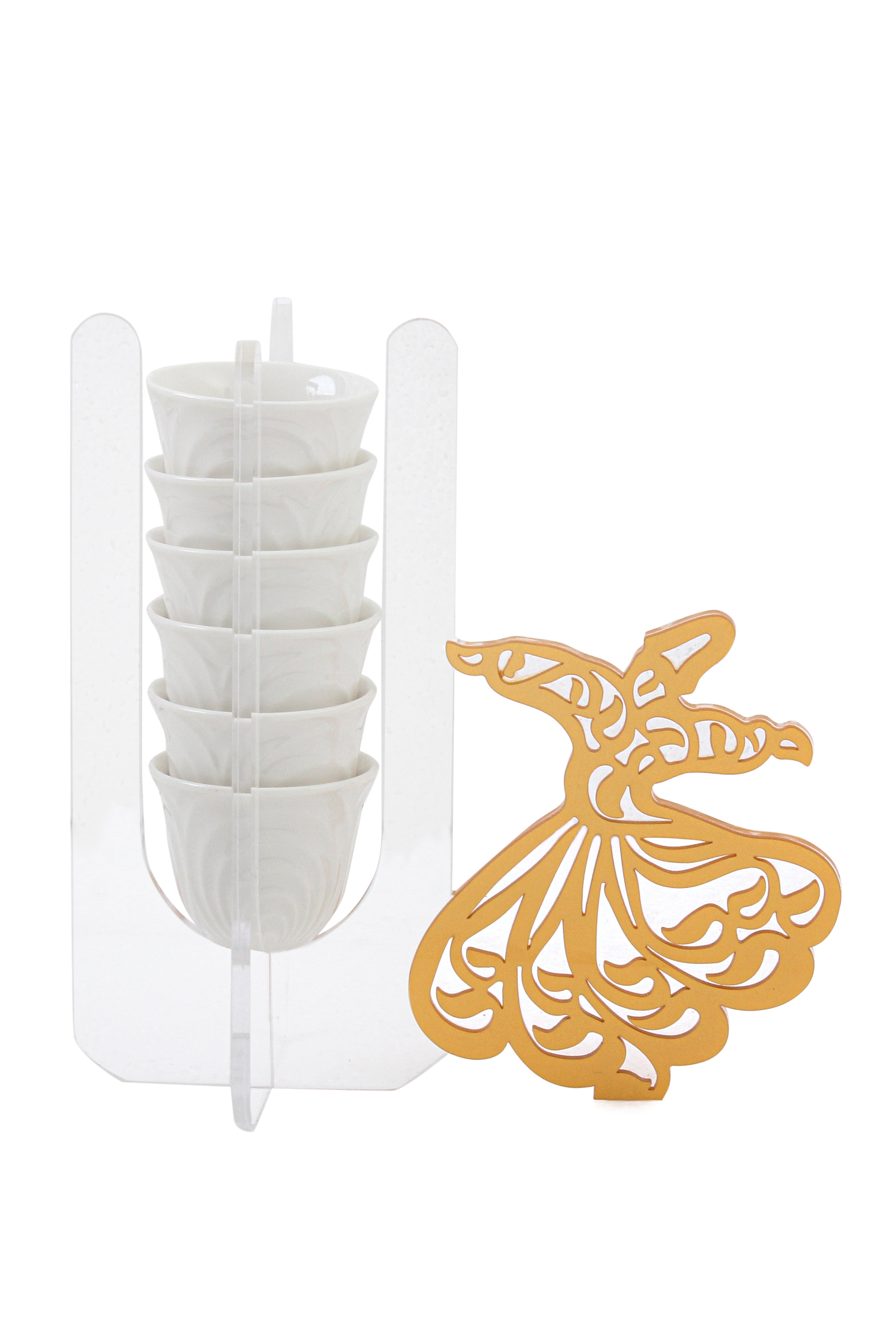The Tanoura Acrylic 6 Cup Holder in Clear & Gold