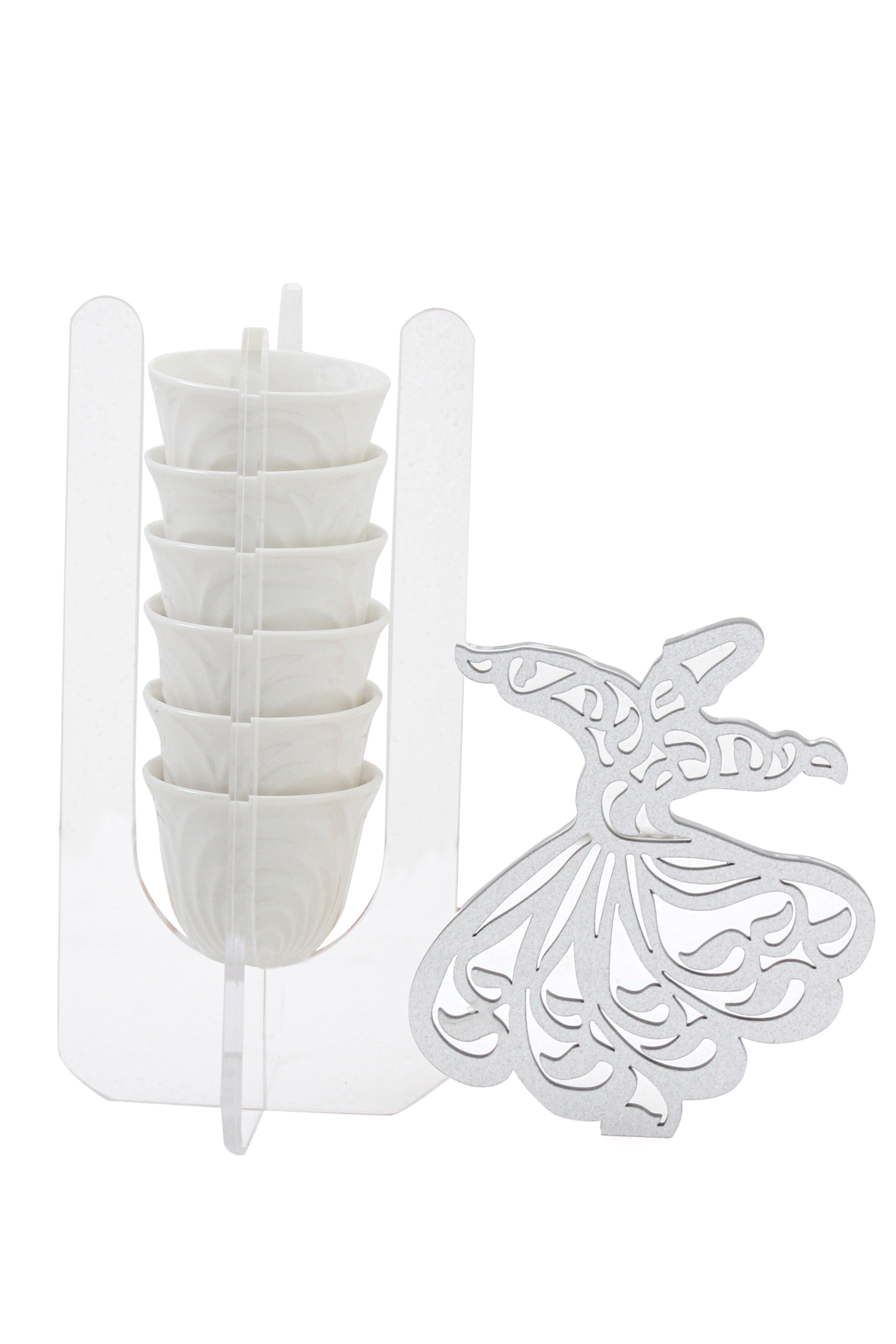 The Tanoura Acrylic 6 Cup Holder in Clear & Silver