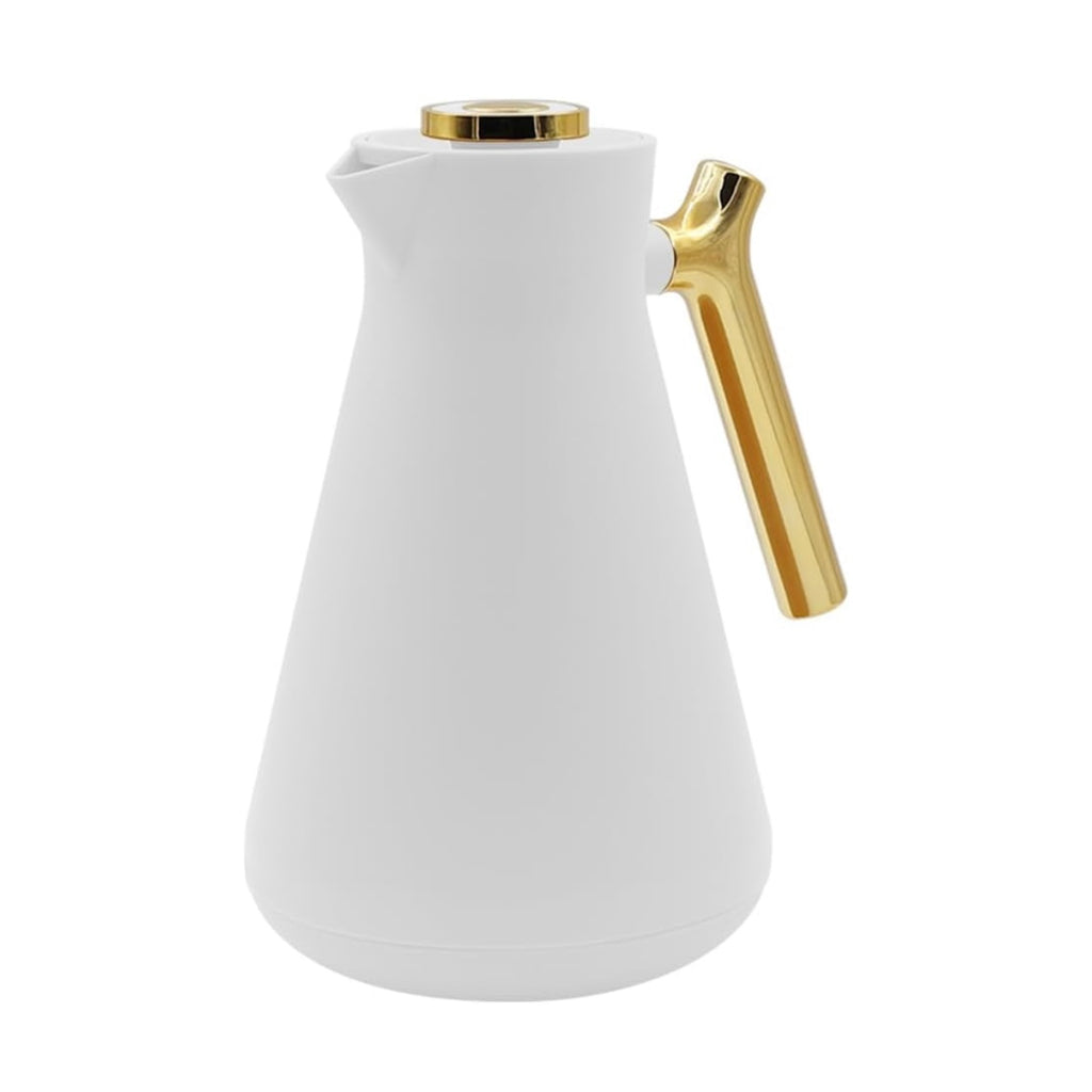 The Sleek Vacuum Flask, 1L,  White & Gold